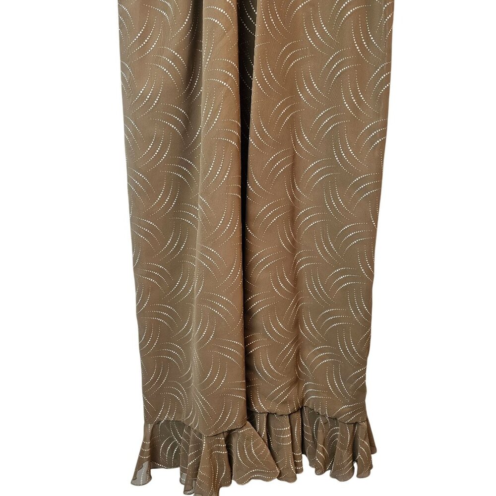 Vintage 1960's Kay Kipps New York Sheer Flowy Tan Polka Dot Evening Maxi Dress - Picture 8 of 10